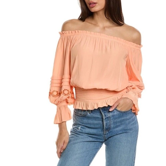 NWT Ramy Brook Clara Top in Peach Sz Small  Blouse $395 - Picture 1 of 10